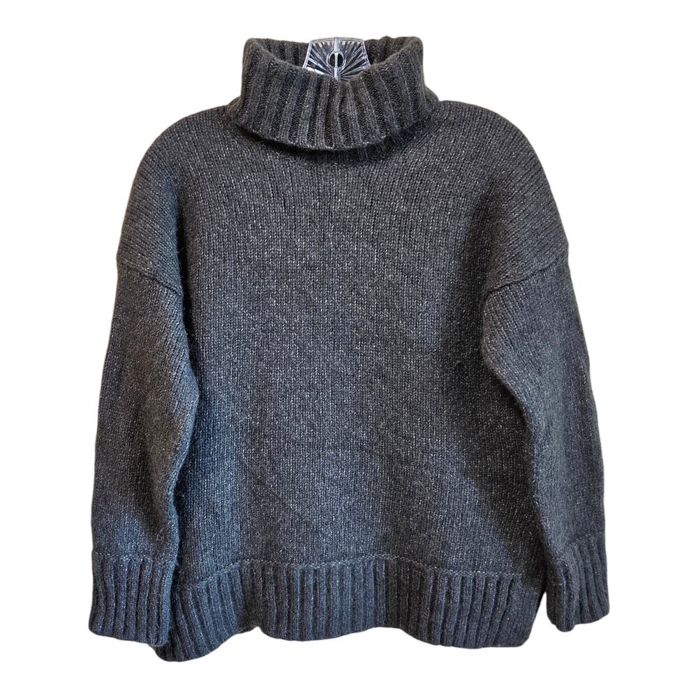 EVERLANE Women's M Sweater Turtleneck Gray Merino Wool Alpaca Pima Cotton 42"